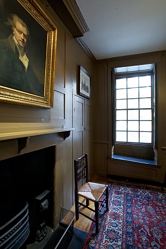 Photograph of the Parlour, showing the north window and a portrait of Sir Joshua Reynolds